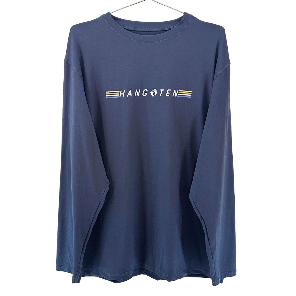 HANG TEN Men's UV Protection Crew Neck‎ Long Sleeve Sun Tee • XL • navy blue